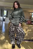 Big Softie Stripe Funnel Grunge Knit Khaki